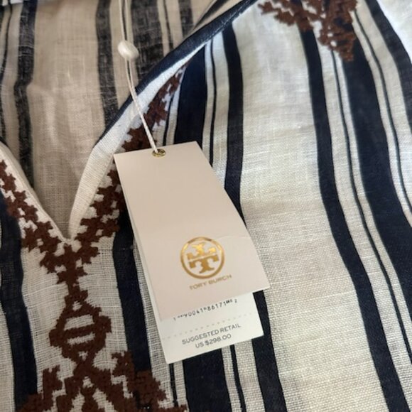 NWT Tory Burch Alcott Beach Caftan Bold Awning Stripe XS/S - Picture 3 of 4